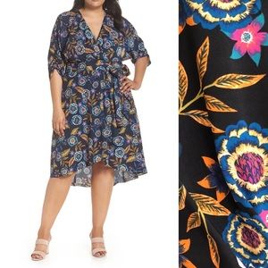Eliza J High Low Wrap Dress in Navy Floral